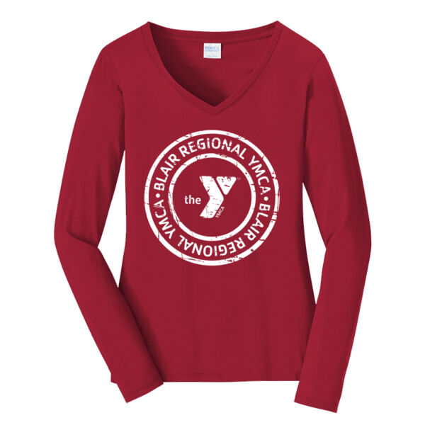 BY_W - Ladies Long Sleeve Fan Favorite V Neck Tee Thumbnail